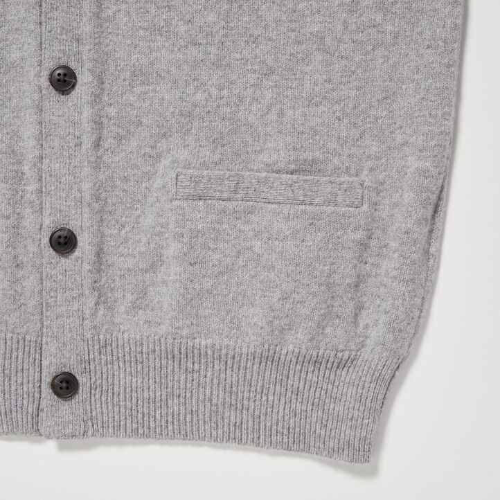 uniqlo premium lambswool v neck mens jumpers grey