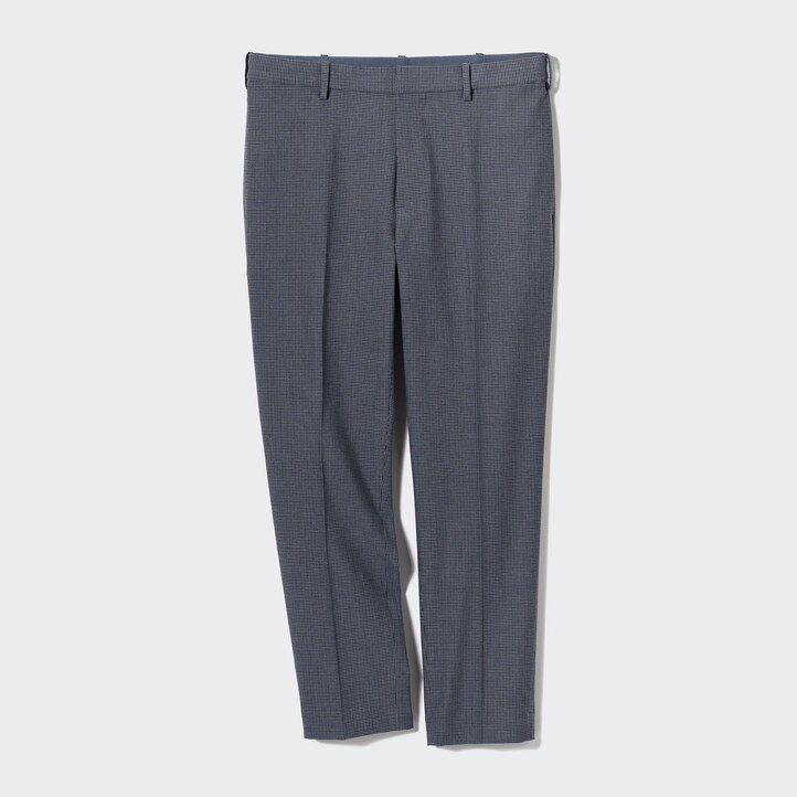 grey uniqlo smart gunclub checked ankle length mens trousers