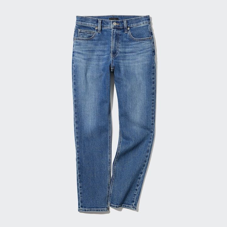 grey womens uniqlo slim fit straight leg jeans