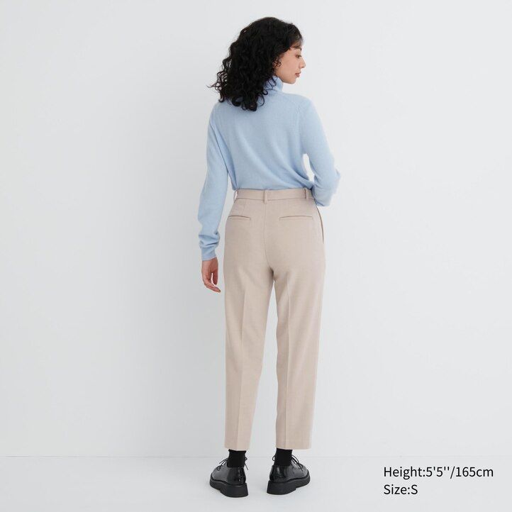 dark grey womens uniqlo smart brushed herringbone ankle length tops