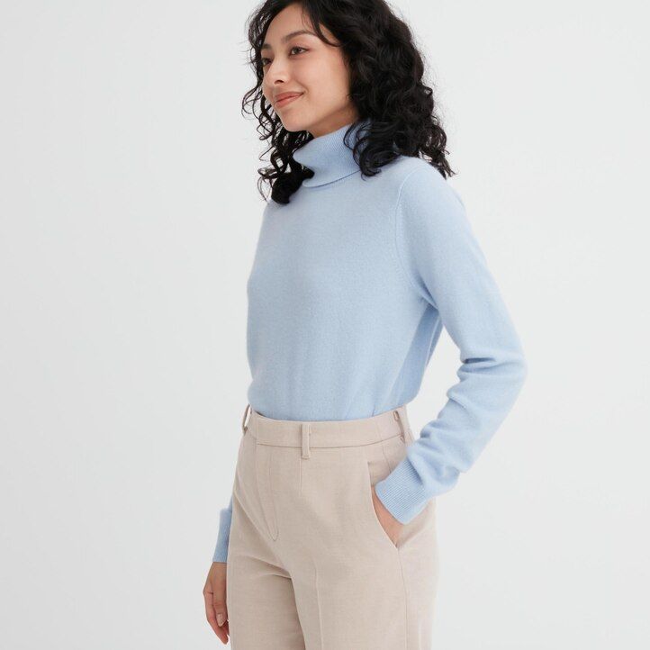 dark grey womens uniqlo smart brushed herringbone ankle length tops