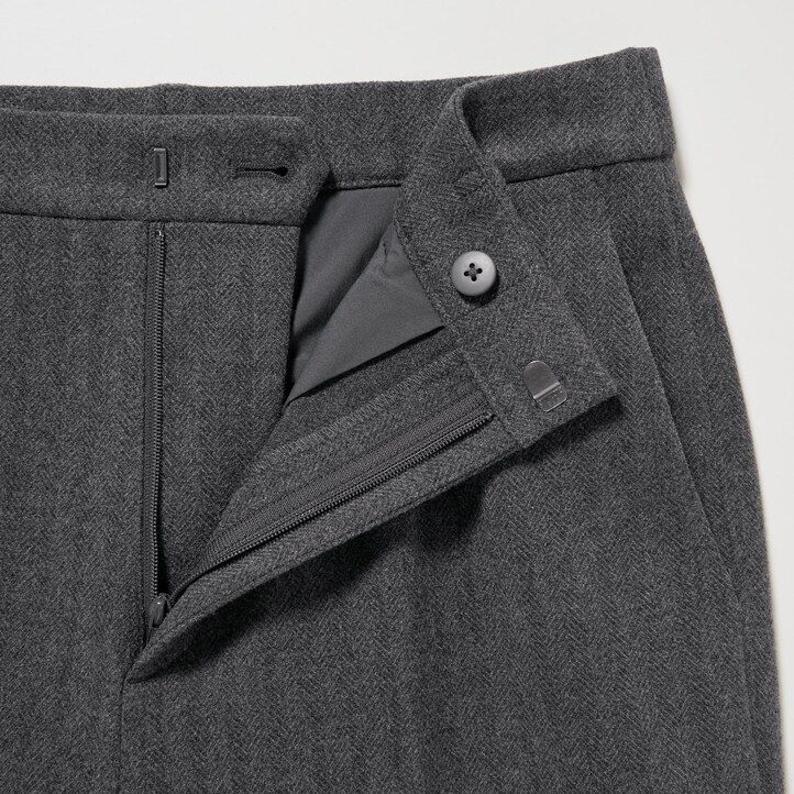 dark grey womens uniqlo smart brushed herringbone ankle length tops