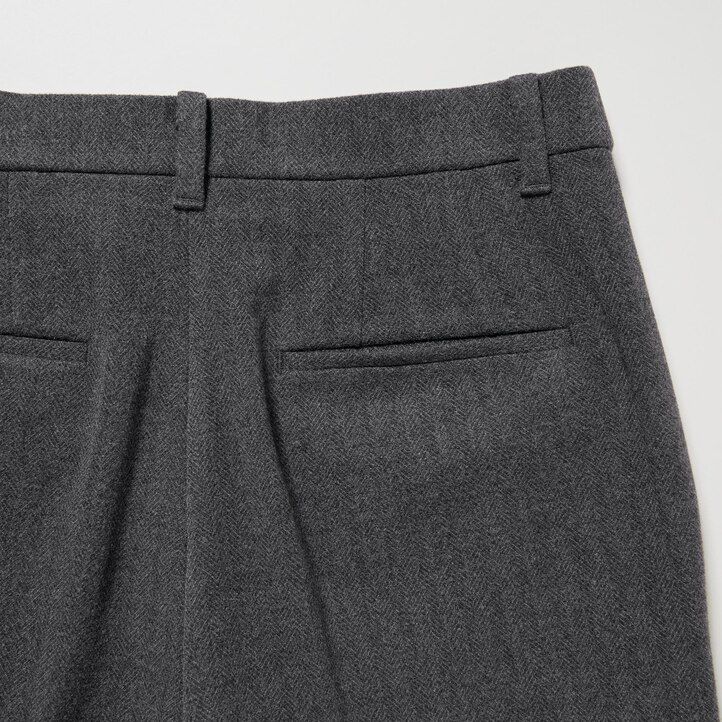 dark grey womens uniqlo smart brushed herringbone ankle length tops