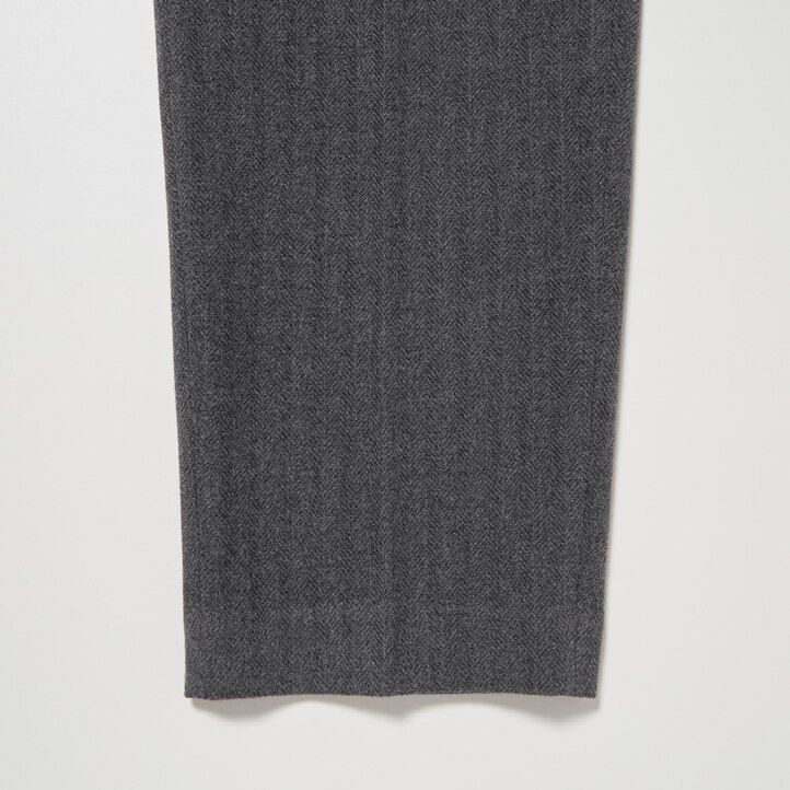 dark grey womens uniqlo smart brushed herringbone ankle length tops