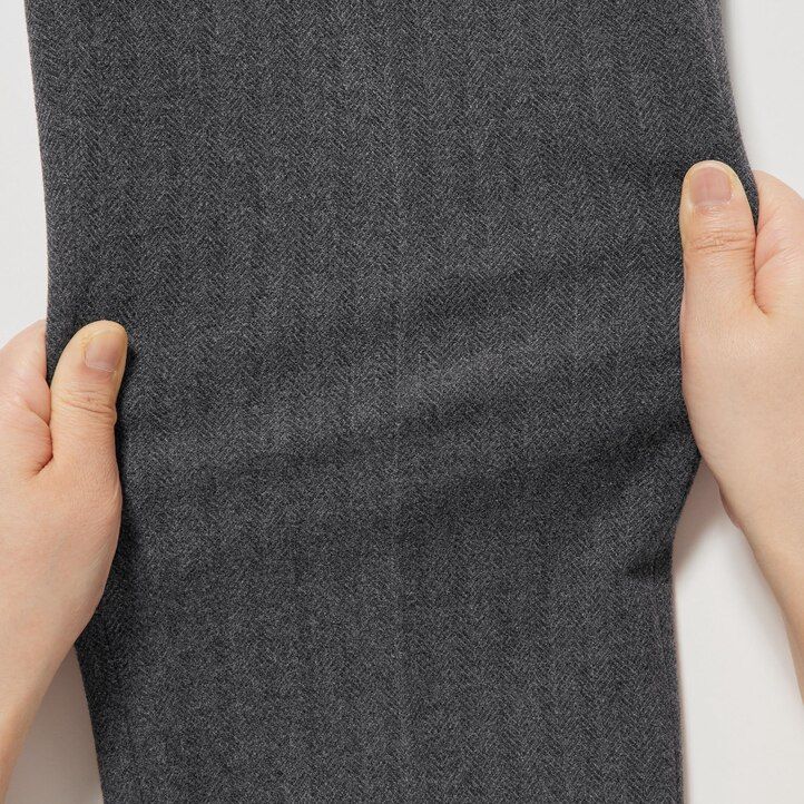 dark grey womens uniqlo smart brushed herringbone ankle length tops